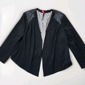 Pure Energy High Low Open Front Blazer Pleather Detail Womens Juniors Sz 3 GUC